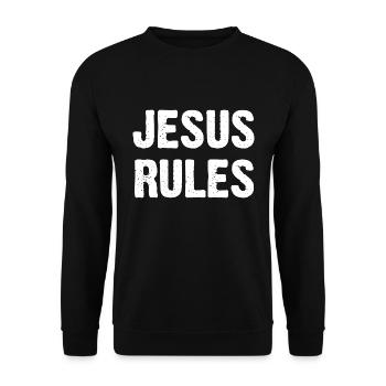 Jesus Rules - Unisex Pullover - Schwarz - Vorne - Alina (178cm) & Michal (187cm)
