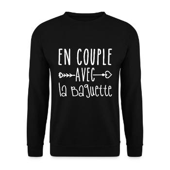 En Couple avec Baguette, cadeau Fans de Baguette - Sweat-shirt Unisexe - noir - Devant - Alina (178cm) & Michal (187cm)