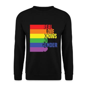 Real Love Knows No Gender LGBTQ Rainbow Heart - Unisex Sweatshirt - black - Front - Alina (178cm) & Michal (187cm)