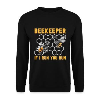 When I Run, You Run Bee Too Funny Beekeeper - Unisex Sweatshirt - black - Front - Alina (178cm) & Michal (187cm)