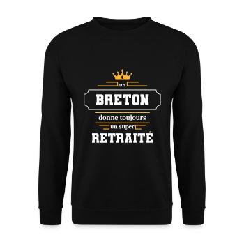 Cadeau marrant super retraité Breton retraite - Sweat-shirt Unisexe - noir - Devant - Alina (178cm) & Michal (187cm)