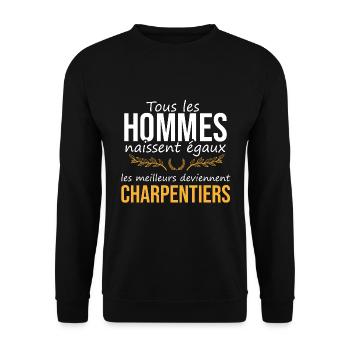 cadeau marrant homme charpentier métier ouvrier - Sweat-shirt Unisexe - noir - Devant - Alina (178cm) & Michal (187cm)