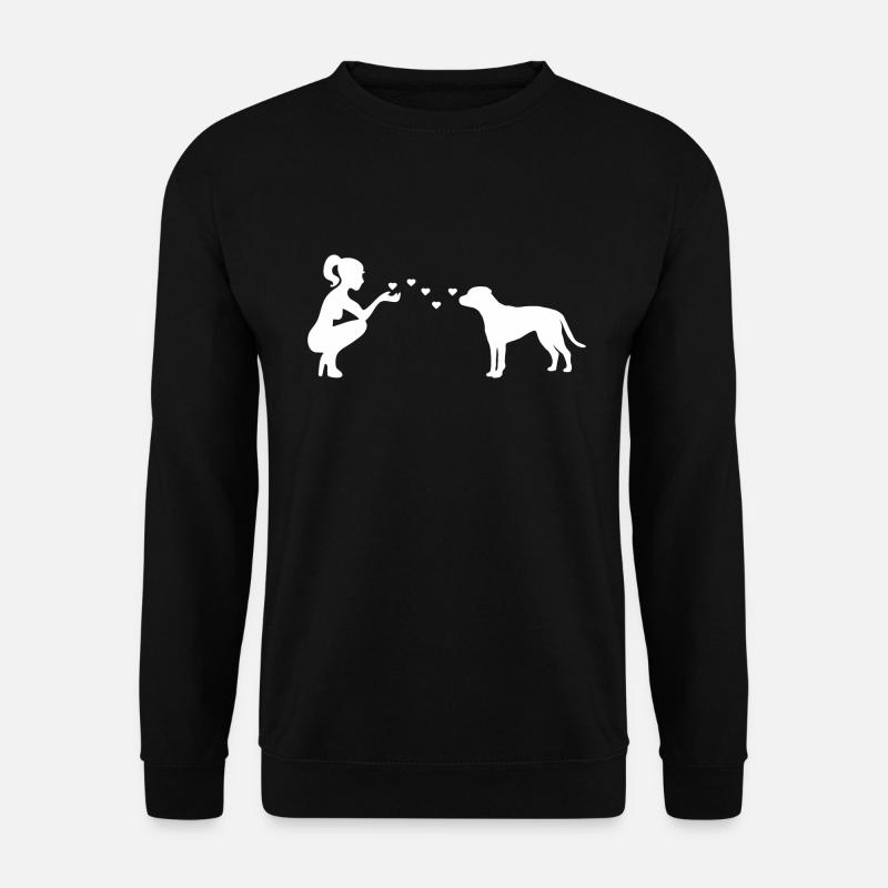 American Staffordshire Terrier mit Frau - Unisex Pullover - Schwarz