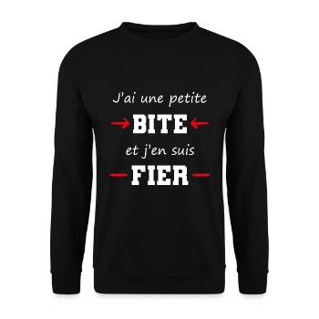 cadeau drôle pote beauf marrant petite bite - Sweat-shirt Unisexe - noir - Devant - Alina (178cm) & Michal (187cm)