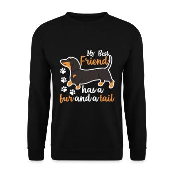 Dachshund best friend has fur and tail funny - Unisex Sweatshirt - black - Front - Alina (178cm) & Michal (187cm)