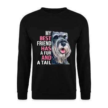 Miniature Schnauzer Best friend has fur and tail - Unisex Sweatshirt - black - Front - Alina (178cm) & Michal (187cm)
