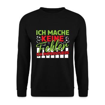 Klavier Pianist Ich mache keine Fehler - Unisex Pullover - Schwarz - Vorne - Alina (178cm) & Michal (187cm)