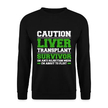 Leberspender Transplantation Organspende Geschenk - Unisex Pullover - Schwarz - Vorne - Alina (178cm) & Michal (187cm)
