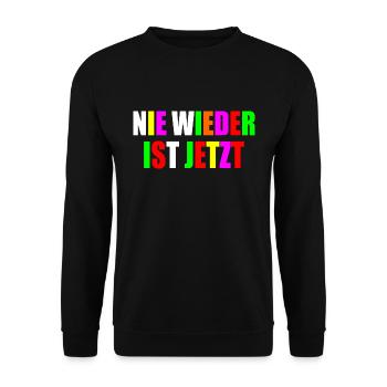 Nie wieder ist jetzt - Unisex Pullover - Schwarz - Vorne - Alina (178cm) & Michal (187cm)
