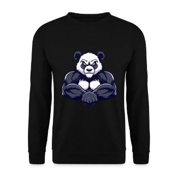 Panda Muskeln Bodybuilding - Unisex Pullover - Schwarz - Vorne - Alina (178cm) & Michal (187cm)