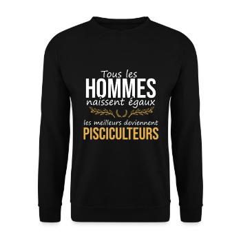 Cadeau pour pisciculteur | cadeau original métier - Sweat-shirt Unisexe - noir - Devant - Alina (178cm) & Michal (187cm)