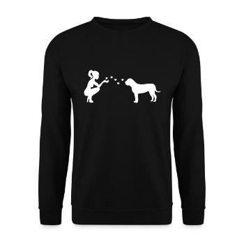Boerboel mit Frau - Unisex Pullover - Schwarz - Vorne - Alina (178cm) & Michal (187cm)