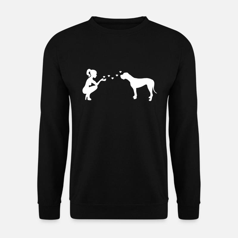 Deutsche Dogge mit Frau - Unisex Pullover - Schwarz