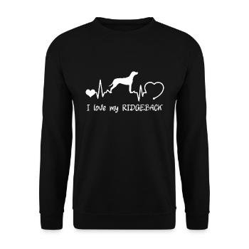 Rhodesian Ridgeback mit Herzschlag - Unisex Pullover - Schwarz - Vorne - Alina (178cm) & Michal (187cm)