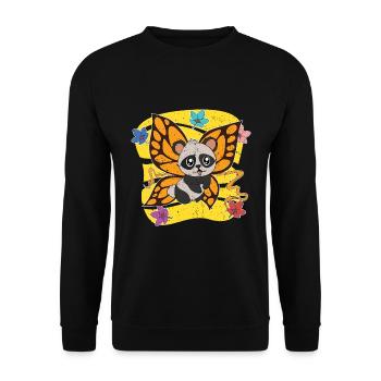 Süßer Pandabär Tier Geschenk Schmetterling Panda - Unisex Pullover - Schwarz - Vorne - Alina (178cm) & Michal (187cm)