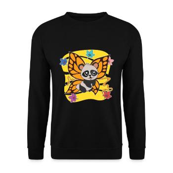 Pandabär Zoo Tier Geschenk Schmetterling Panda - Unisex Pullover - Schwarz - Vorne - Alina (178cm) & Michal (187cm)