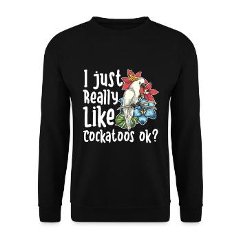 Perroquet oiseau cadeau drôle Floral cacatoès - Sweat-shirt Unisexe - noir - Devant - Alina (178cm) & Michal (187cm)