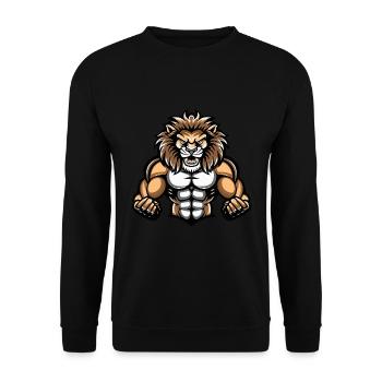Leo Muscles Musculation - Sweat-shirt Unisexe - noir - Devant - Alina (178cm) & Michal (187cm)