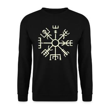 Wikinger Kompass Vegvisir Viking Kelten Geschenk - Unisex Pullover - Schwarz - Vorne - Alina (178cm) & Michal (187cm)