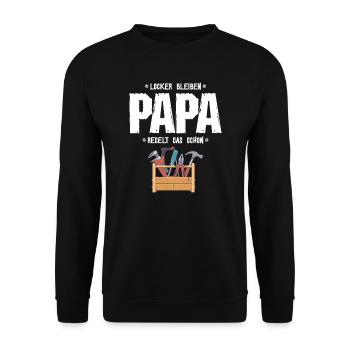 Papa Vater ist Techniker oder Handwerker Werkzeug - Unisex Pullover - Schwarz - Vorne - Alina (178cm) & Michal (187cm)