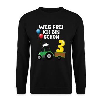 Trecker 3. Geburtstag Weg frei ich bin schon 3 - Unisex Pullover - Schwarz - Vorne - Alina (178cm) & Michal (187cm)