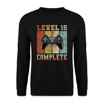 Level 15 complete birthday 15 years gamer - Unisex Sweatshirt - black - Front - Alina (178cm) & Michal (187cm)