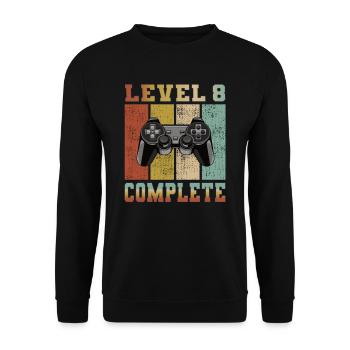 Level 8 complete Geburtstag 8 Jahre Gamer Zocker - Unisex Pullover - Schwarz - Vorne - Alina (178cm) & Michal (187cm)