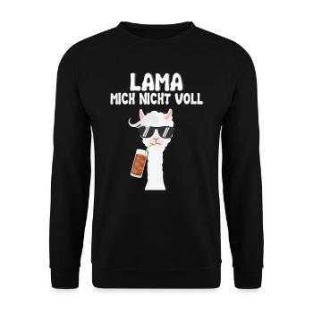 LAMA MICH NICHT VOLL - Alpaka Lama - Unisex Pullover - Schwarz - Vorne - Alina (178cm) & Michal (187cm)