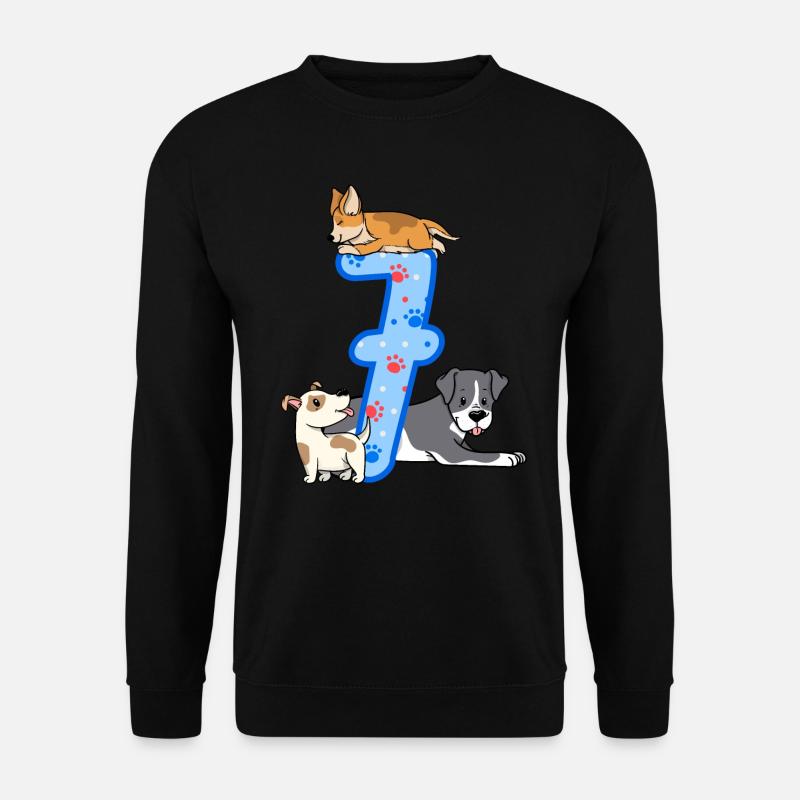7. Geburtstag Junge Hunde Outfit 7 Jahre Alt - Unisex Pullover - Schwarz