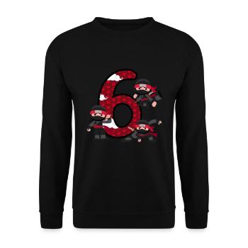 6. Geburtstag Junge Ninja 6 Jahre Ninja Kostüm - Unisex Pullover - Schwarz - Vorne - Alina (178cm) & Michal (187cm)