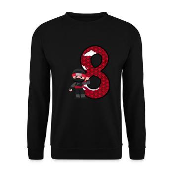 8. Geburtstag Junge Ninja 8 Jahre Ninja Kostüm - Unisex Pullover - Schwarz - Vorne - Alina (178cm) & Michal (187cm)