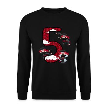 5. Geburtstag Junge Ninja 5 Jahre Ninja Kostüm - Unisex Pullover - Schwarz - Vorne - Alina (178cm) & Michal (187cm)