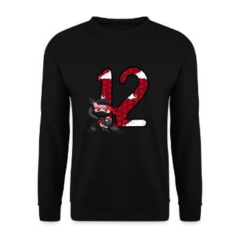 12. Geburtstag Junge Ninja 12 Jahre Ninja Kostüm - Unisex Pullover - Schwarz - Vorne - Alina (178cm) & Michal (187cm)