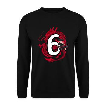 6th Birthday Boy 6 Years Ninja Dragon Costume - Unisex Sweatshirt - black - Front - Alina (178cm) & Michal (187cm)