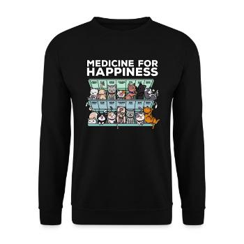 My medicine For happiness means cats - Unisex Sweatshirt - black - Front - Alina (178cm) & Michal (187cm)