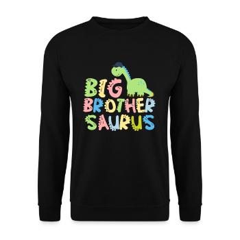 Promoted to big brother Saurus Dinosaur - Unisex Sweatshirt - black - Front - Alina (178cm) & Michal (187cm)