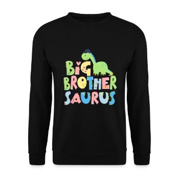 Promoted to big brother Saurus Dinosaur - Unisex Sweatshirt - black - Front - Alina (178cm) & Michal (187cm)