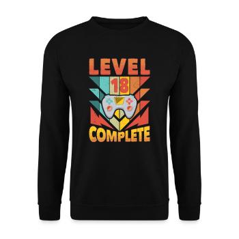 Level 18 Complete 2004 Game 18th Birthday - Unisex Sweatshirt - black - Front - Alina (178cm) & Michal (187cm)