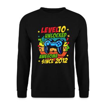 Level 10 Unlocked 2012 Game 10th Birthday - Unisex Sweatshirt - black - Front - Alina (178cm) & Michal (187cm)