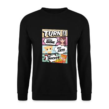 13th Birthday Anime Girl - Unisex Sweatshirt - black - Front - Alina (178cm) & Michal (187cm)