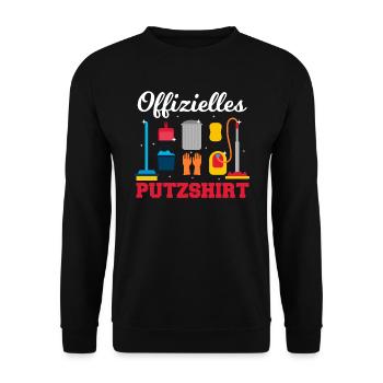 Offizielles Putzshirt Sauber machen aufräumen - Unisex Pullover - Schwarz - Vorne - Alina (178cm) & Michal (187cm)