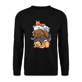 Sleeping Dogs Stack Anime Kawaii Puppy - Unisex Sweatshirt - black - Front - Alina (178cm) & Michal (187cm)