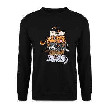 Sleeping Cats Stack Anime Kawaii Kittens - Unisex Sweatshirt - black - Front - Alina (178cm) & Michal (187cm)