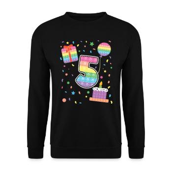Pop It 5. Geburtstag Mädchen Jungen Fidget - Unisex Pullover - Schwarz - Vorne - Alina (178cm) & Michal (187cm)