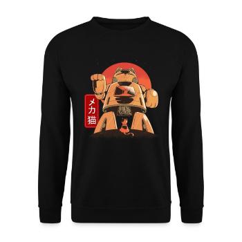 Cat Mech Robot Anime Japanese Mechanical - Unisex Sweatshirt - black - Front - Alina (178cm) & Michal (187cm)