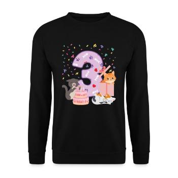 3. Geburtstag Mädchen Katzen Outfit 3 Jahr alt - Unisex Pullover - Schwarz - Vorne - Alina (178cm) & Michal (187cm)