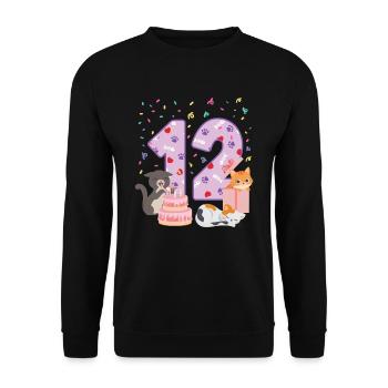12ème anniversaire Girl Cats Outfit 12 ans - Sweat-shirt Unisexe - noir - Devant - Alina (178cm) & Michal (187cm)