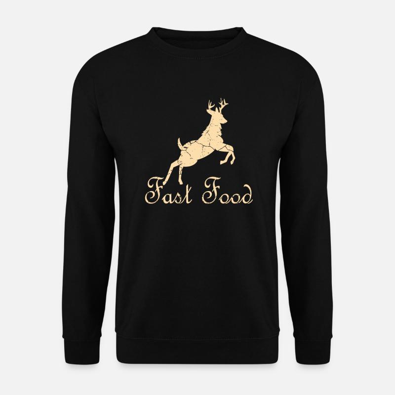 Jagd, Lustige Scherzjagd, Fast Food Hirsch, Hirsch - Unisex Pullover - Schwarz