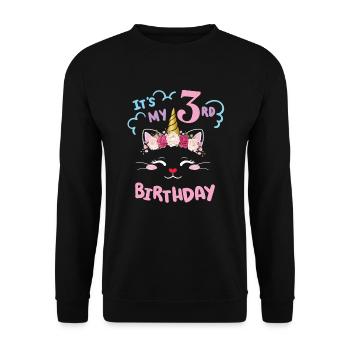 3. Geburtstag Mädchen Outfit Einhorn Katze - Unisex Pullover - Schwarz - Vorne - Alina (178cm) & Michal (187cm)
