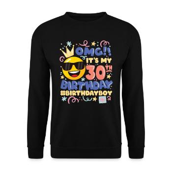 Omg! c’est mon 30e anniversaire Boy Emoticon - Sweat-shirt Unisexe - noir - Devant - Alina (178cm) & Michal (187cm)
